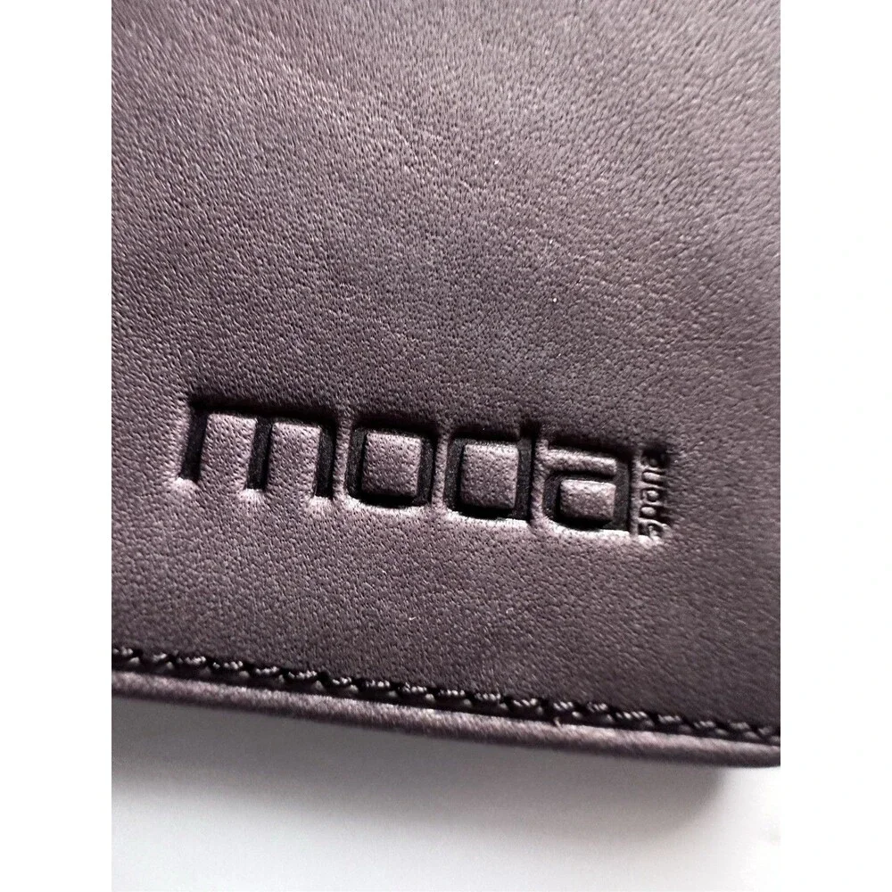 Moda Spana Minimalist Gray Bifold Card Leather Wallet Dark Gray